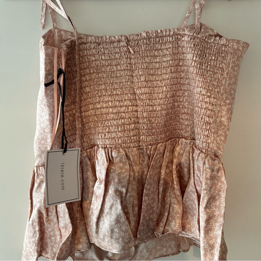 1.State Date Peplum Top Pink Spaghetti Strap Tank - Picture 6 of 6